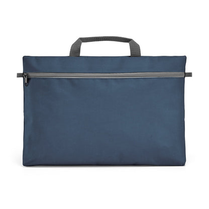 MILO promotional document folder in blue (detail view) with custom logo branding