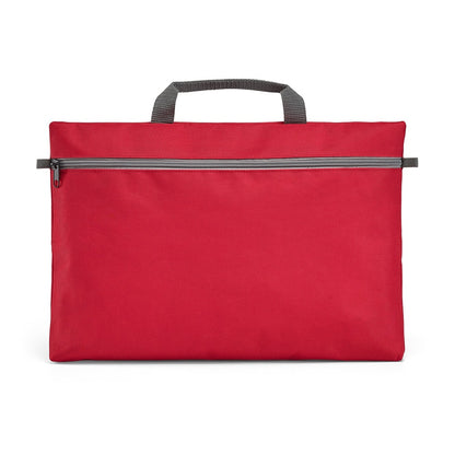 MILO promotional document folder in red (detail view) with custom logo branding