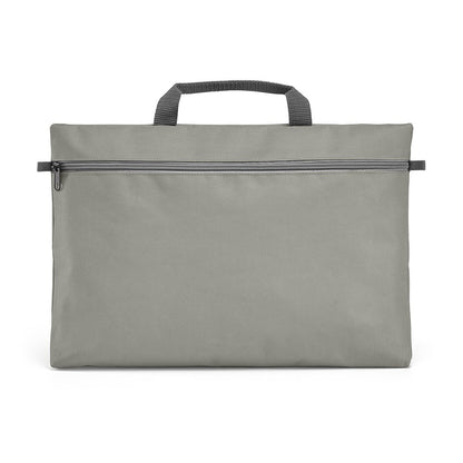 MILO promotional document folder in grey (detail view) with custom logo branding