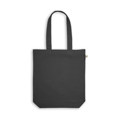 MERIDA promotional tote bag in black (detail view) with custom logo branding