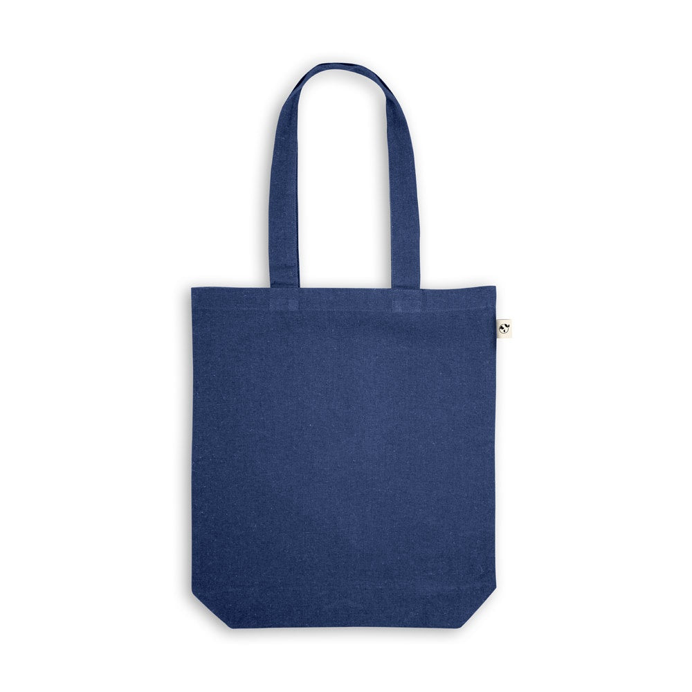 MERIDA promotional tote bag in blue (detail view) with custom logo branding