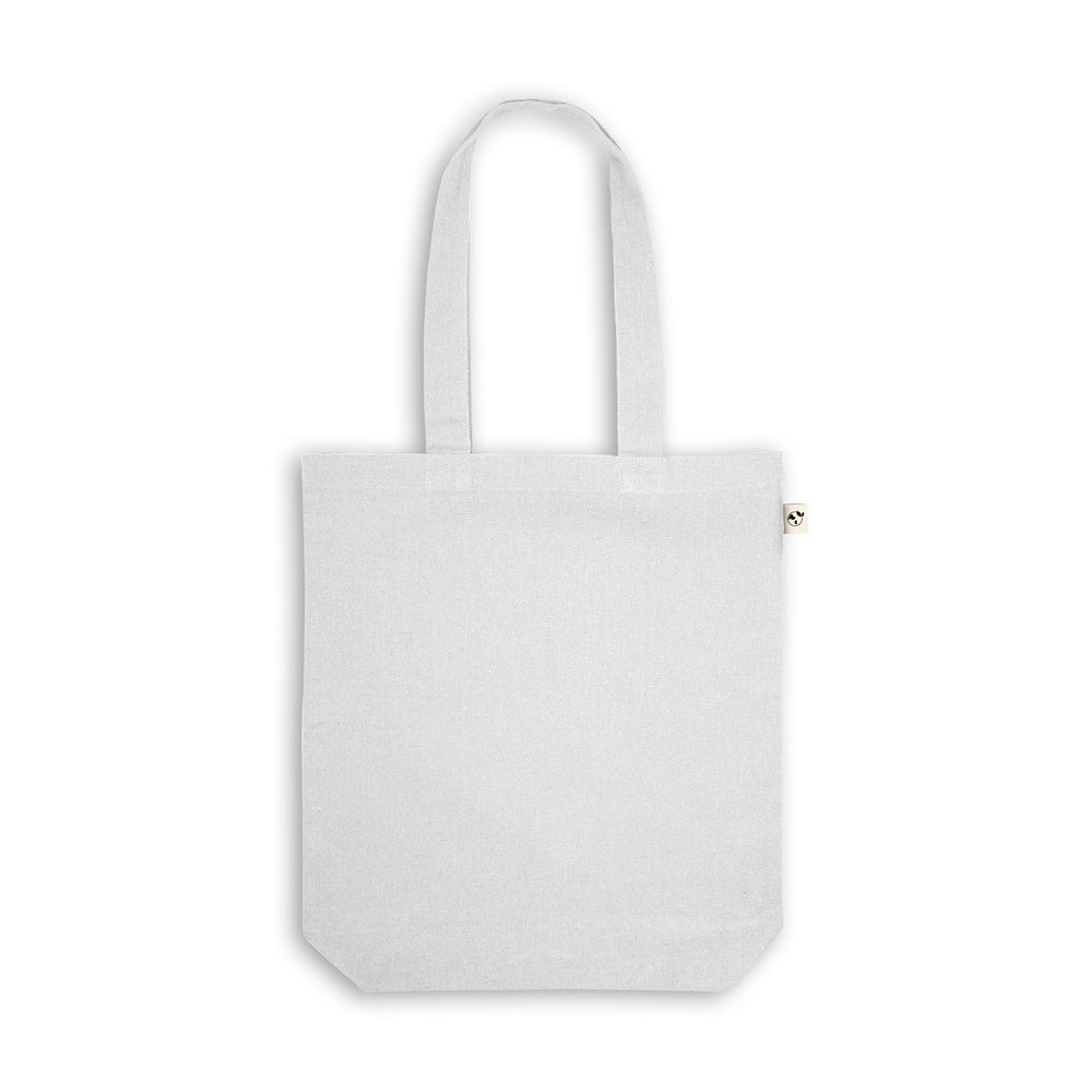 MERIDA promotional tote bag in white (detail view) with custom logo branding