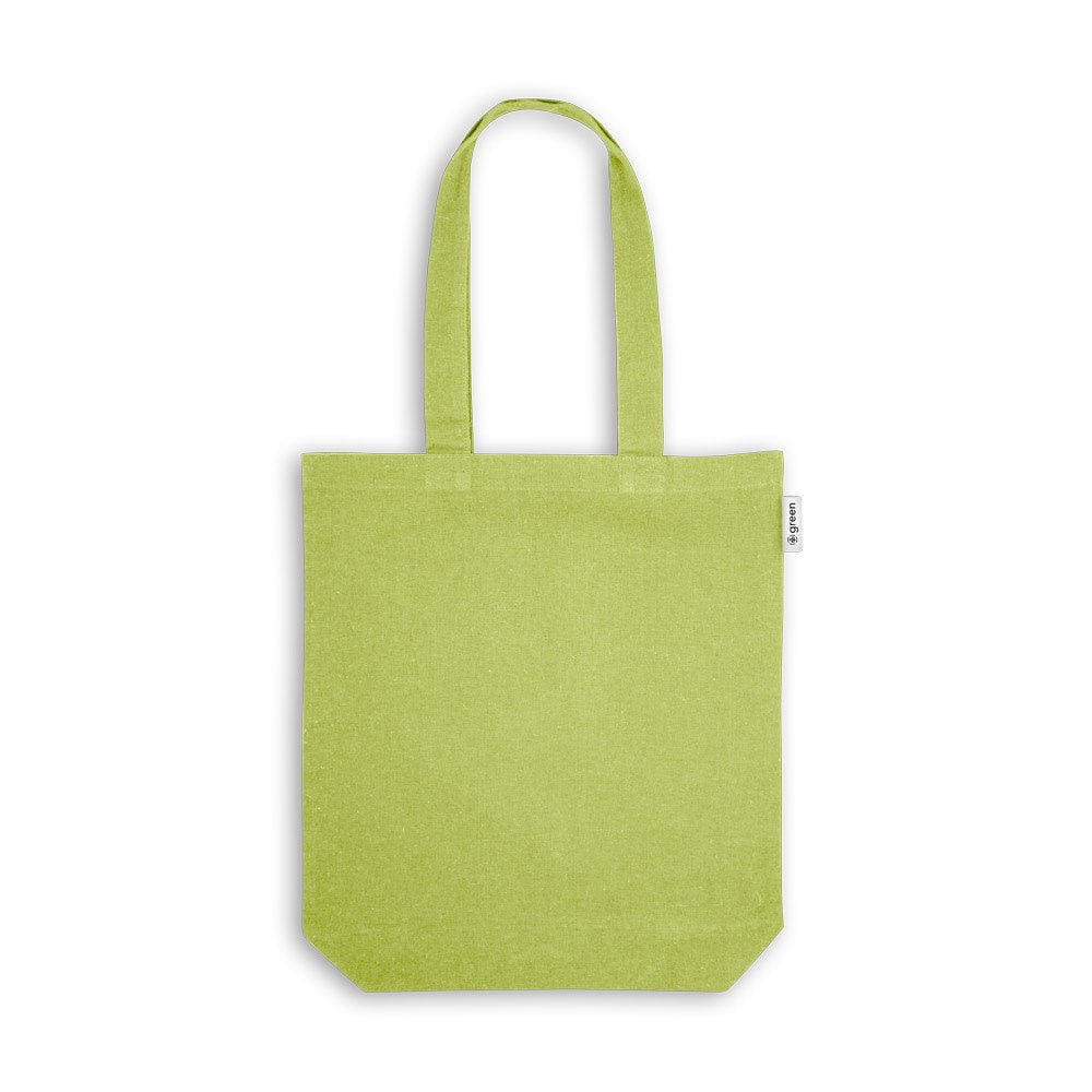 MERIDA promotional tote bag in light green (detail view) with custom logo branding