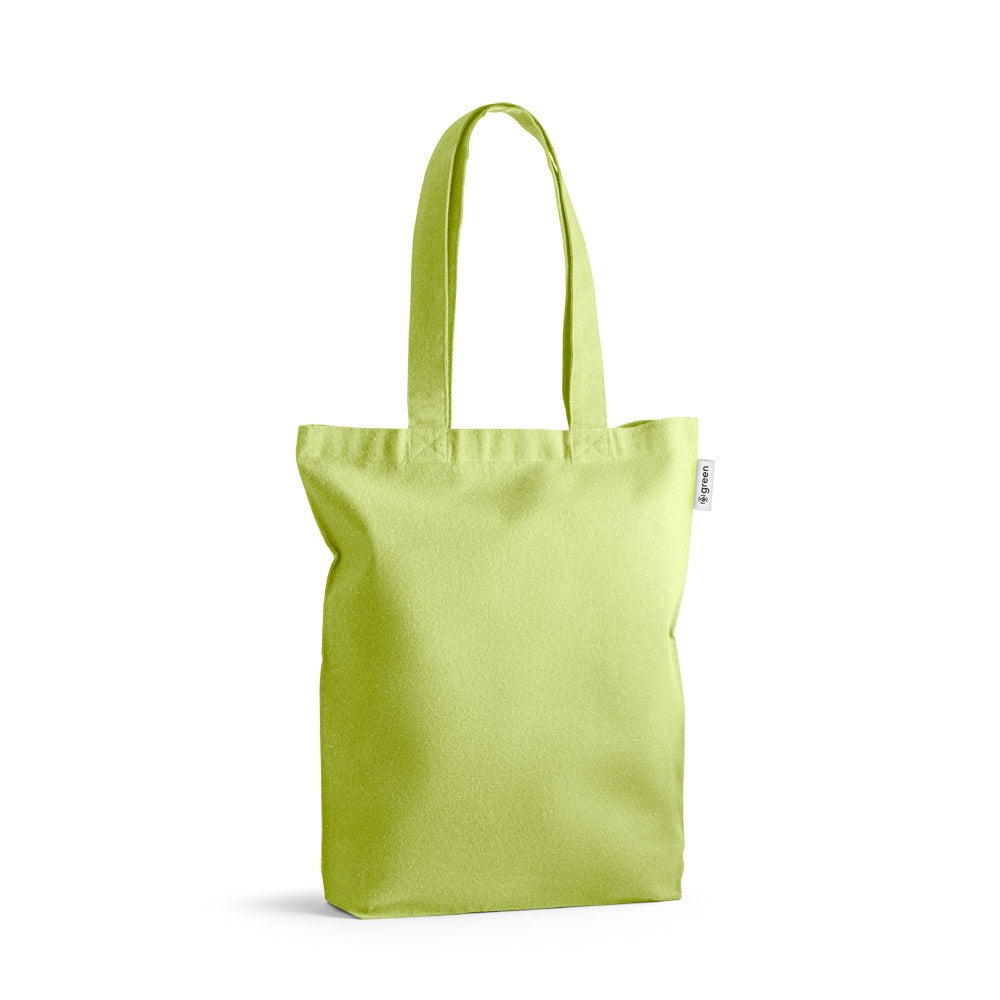 MERIDA promotional tote bag in light green with custom logo branding