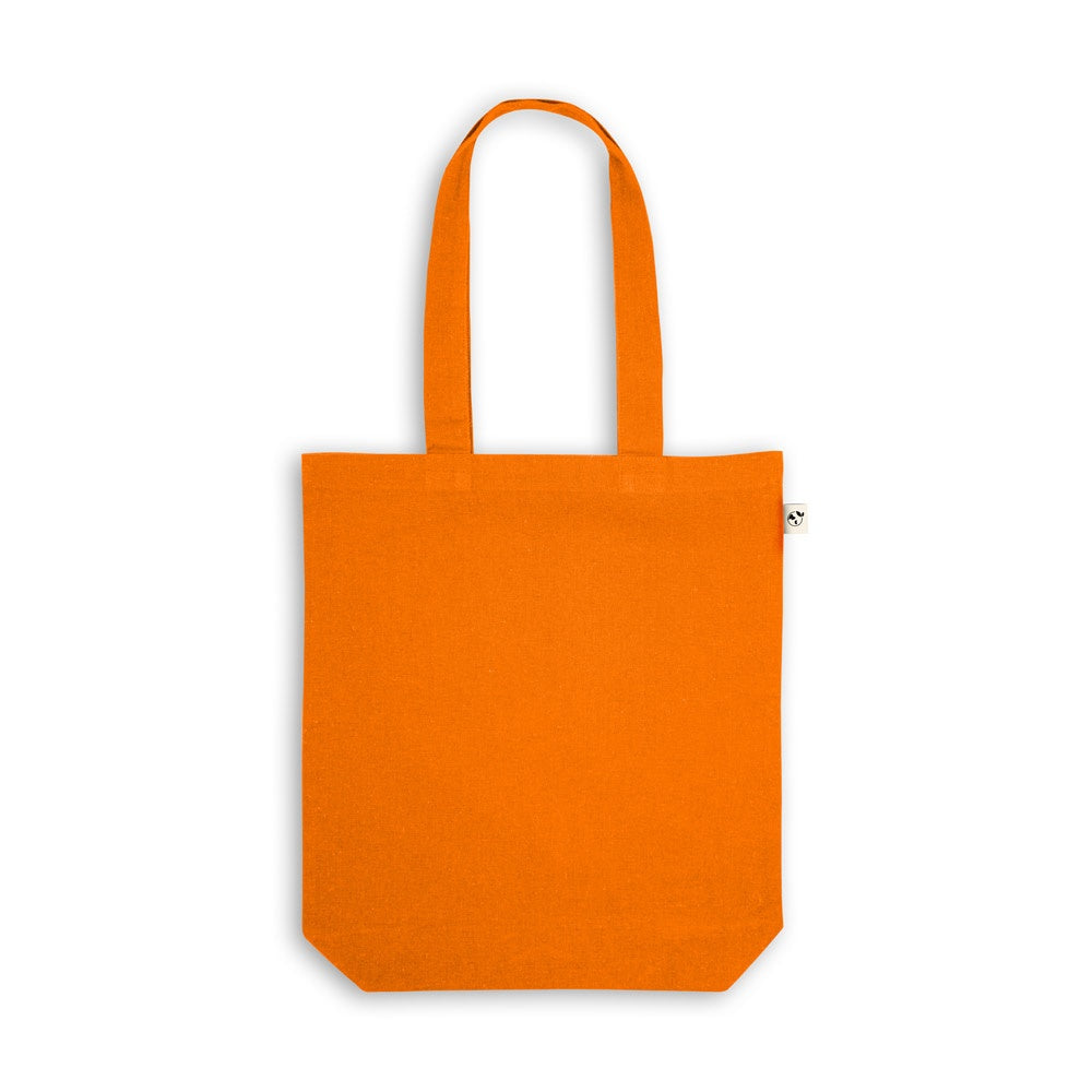 MERIDA promotional tote bag in orange (detail view) with custom logo branding