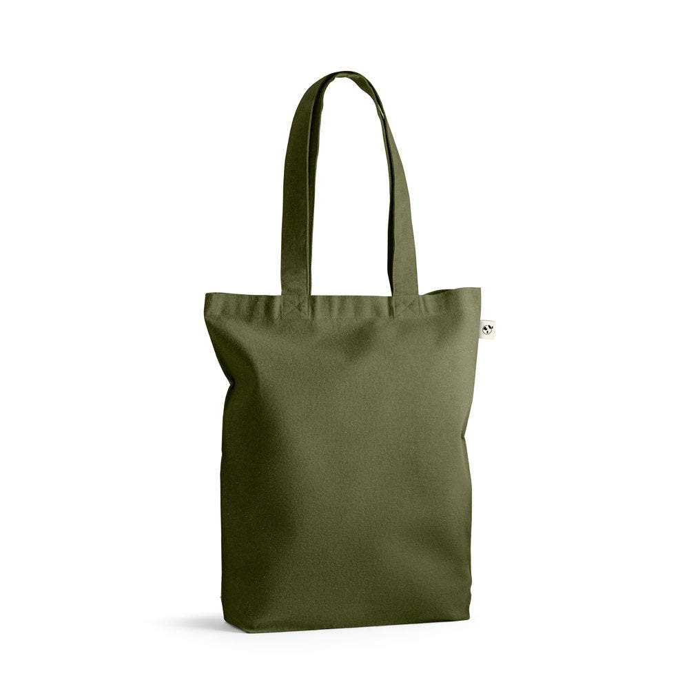 MERIDA promotional tote bag in dark green with custom logo branding