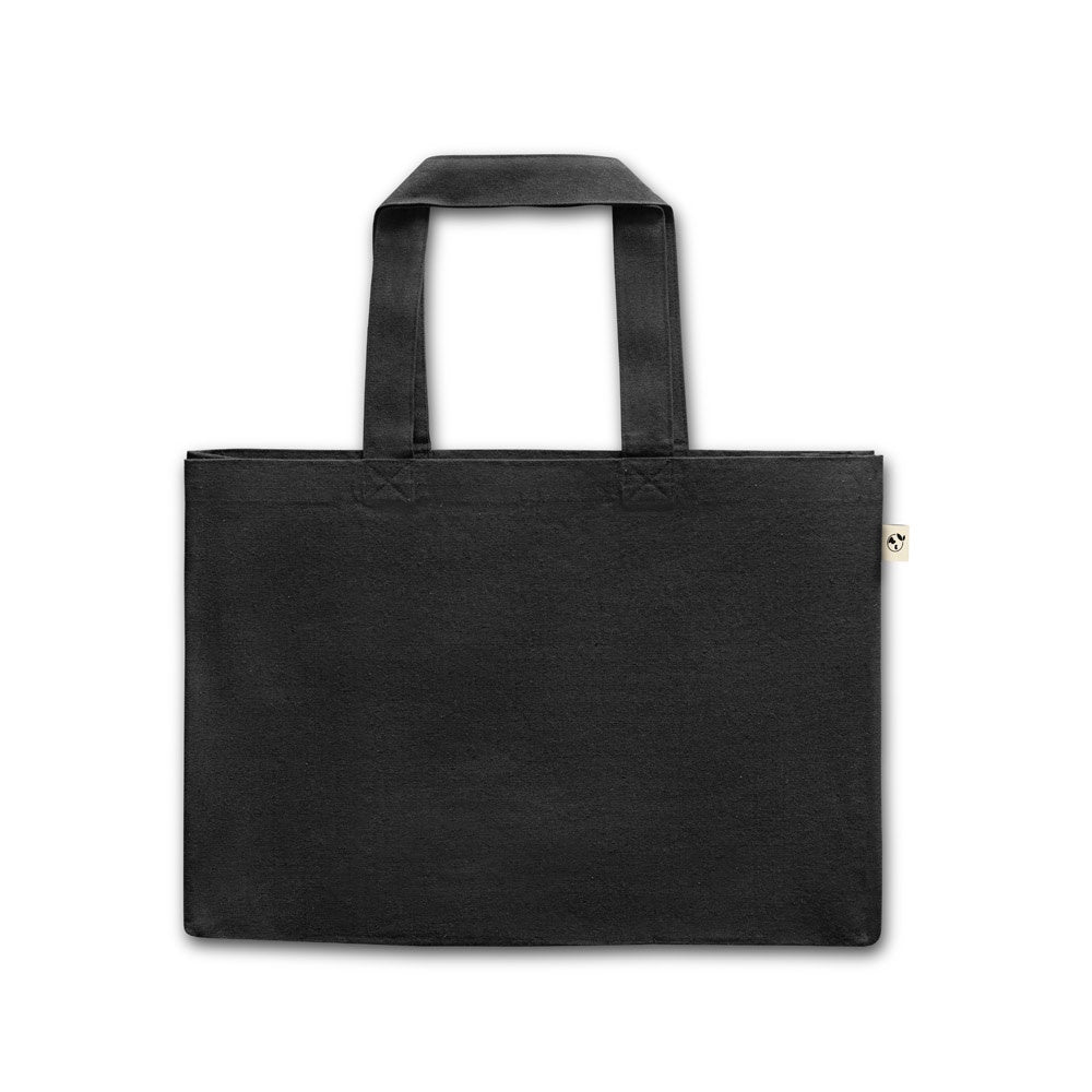 CAMDEN promotional tote bag in black (detail view) with custom logo branding