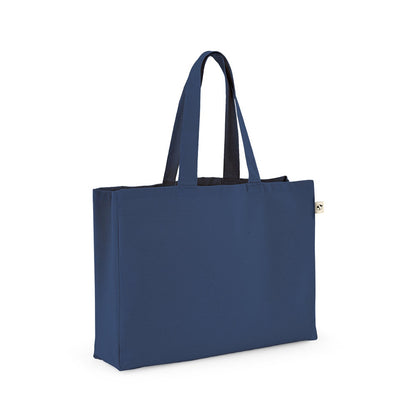 CAMDEN promotional tote bag in blue (detail view) with custom logo branding