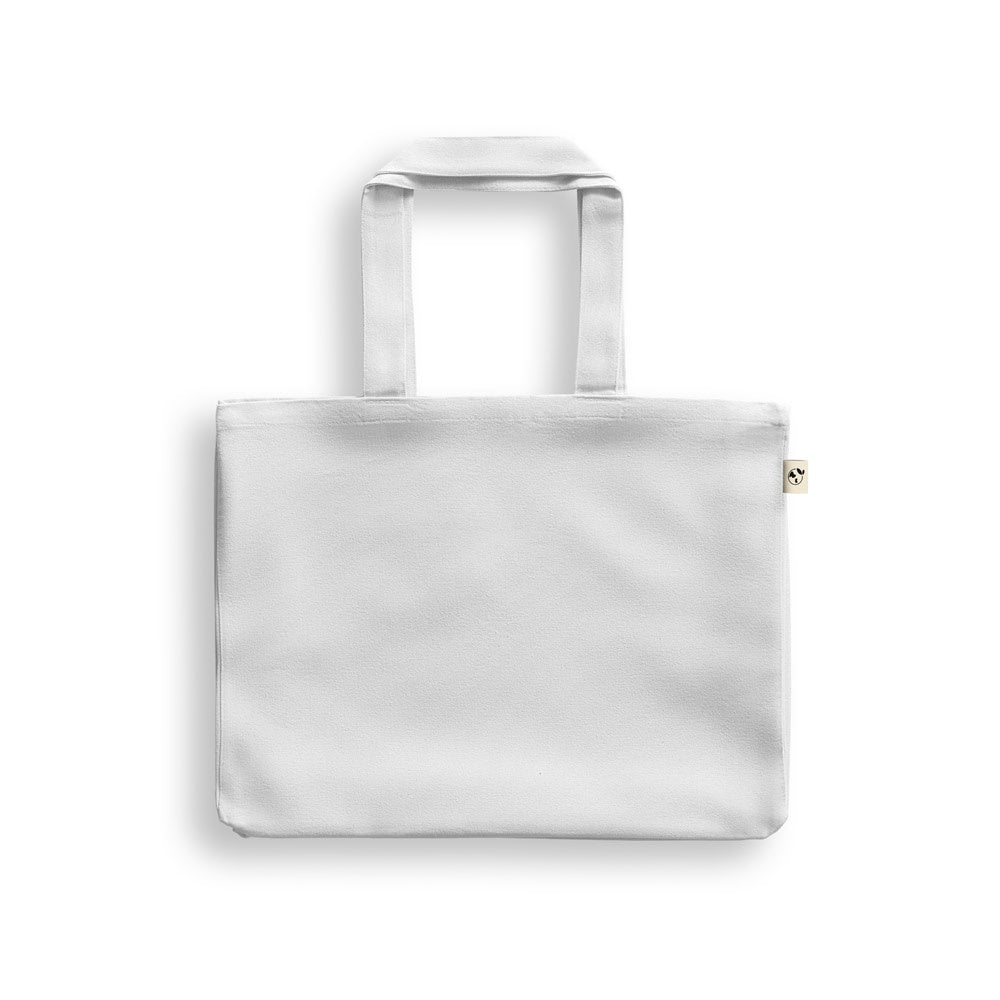 CAMDEN promotional tote bag in white (detail view) with custom logo branding