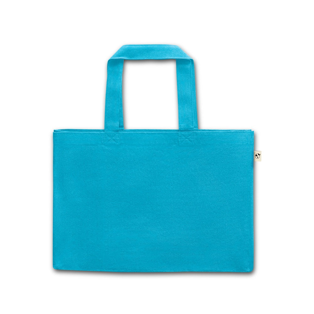 CAMDEN promotional tote bag in light blue (detail view) with custom logo branding