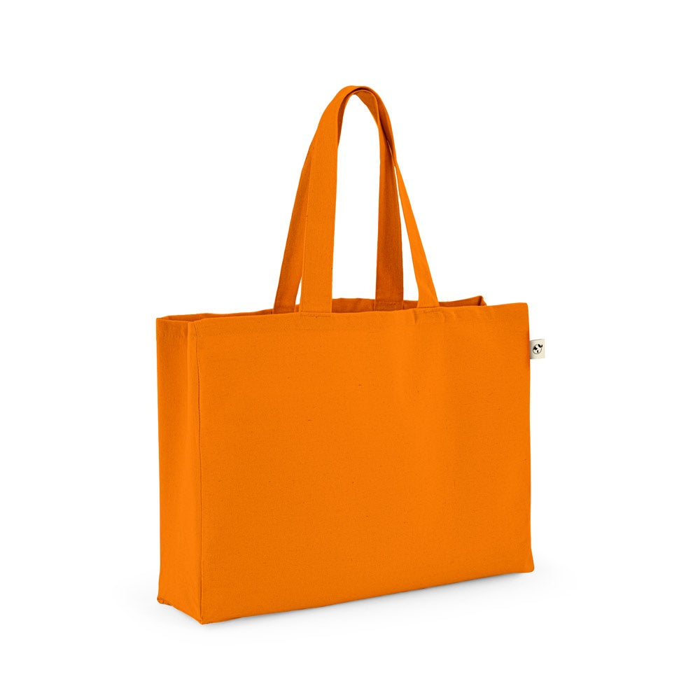 CAMDEN promotional tote bag in orange (detail view) with custom logo branding