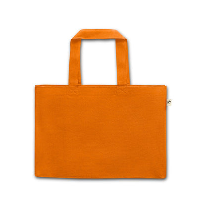 CAMDEN promotional tote bag in orange (detail view) with custom logo branding
