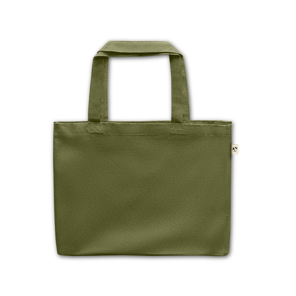 CAMDEN promotional tote bag in dark green (detail view) with custom logo branding