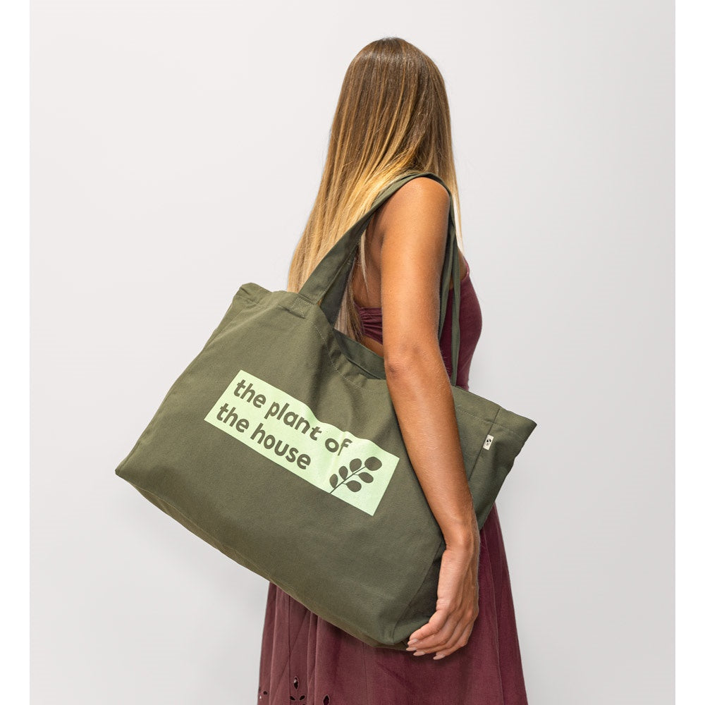 CAMDEN promotional tote bag in dark green (detail view) with custom logo branding