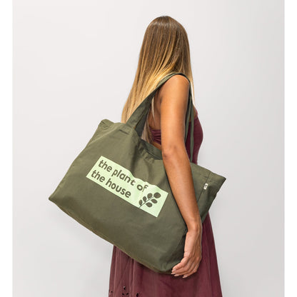 CAMDEN promotional tote bag in dark green (detail view) with custom logo branding
