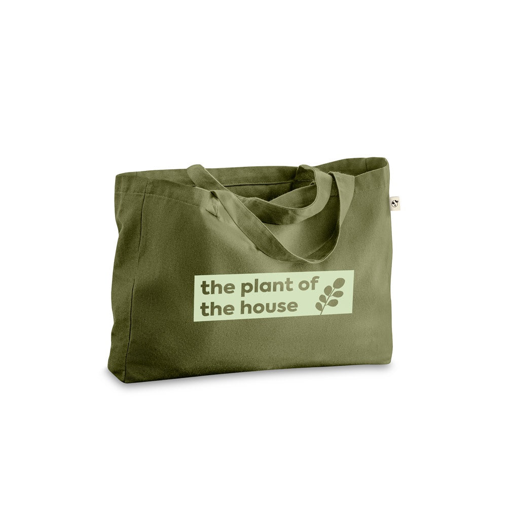 CAMDEN promotional tote bag in dark green with custom logo branding