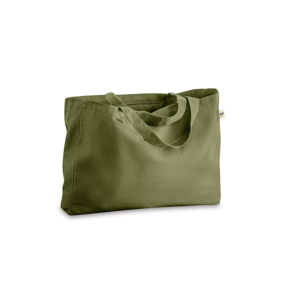 CAMDEN promotional tote bag in dark green with custom logo branding