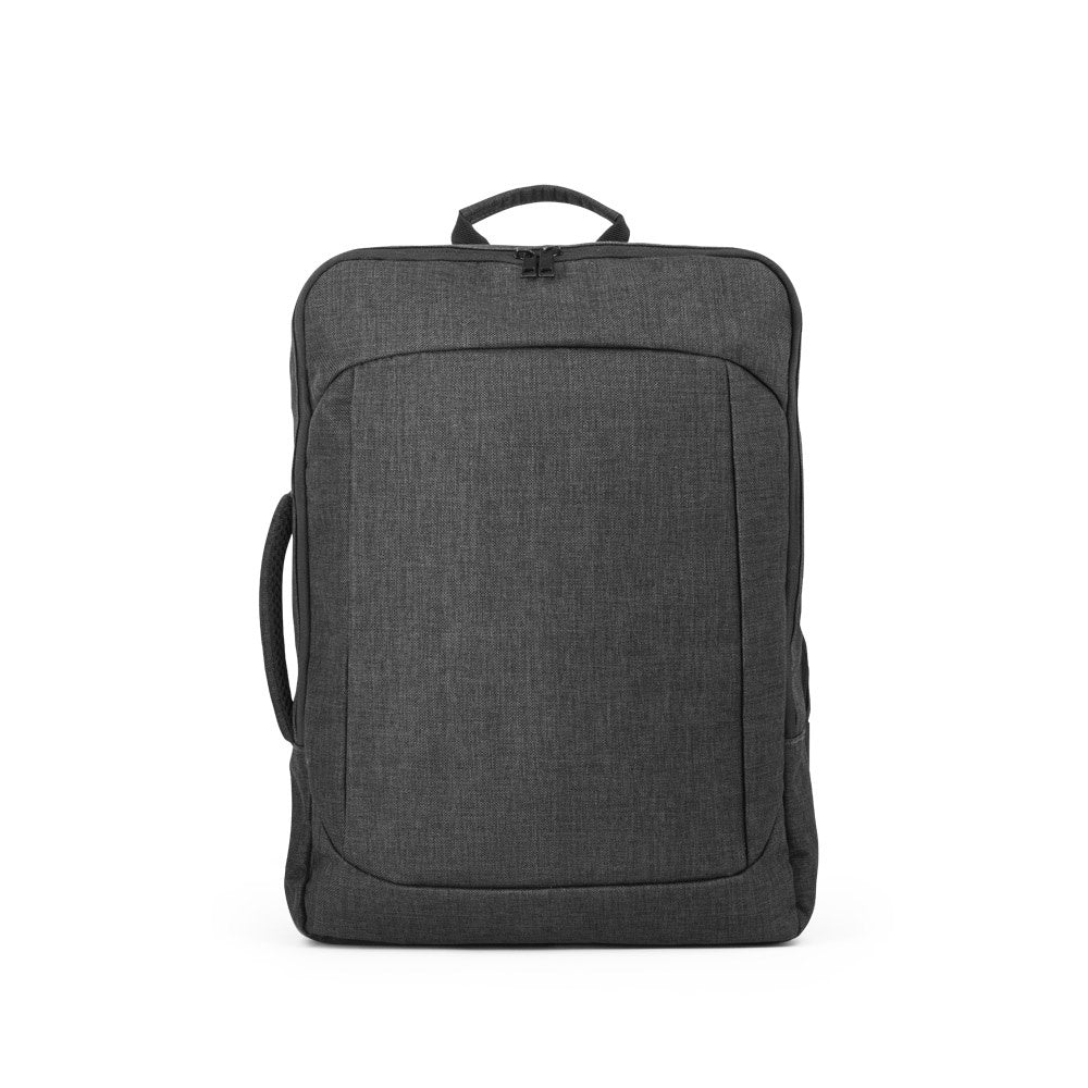 ALEXANDRIA promotional laptop bag in dark grey (detail view) with custom logo branding