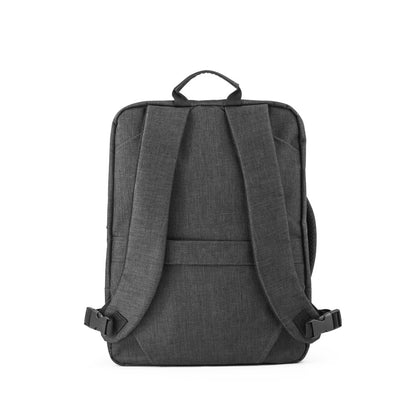 ALEXANDRIA promotional laptop bag in dark grey (detail view) with custom logo branding