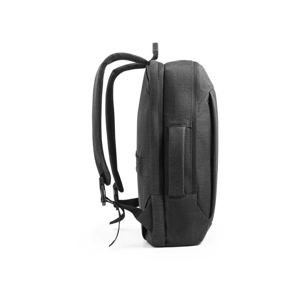 ALEXANDRIA promotional laptop bag in dark grey (detail view) with custom logo branding