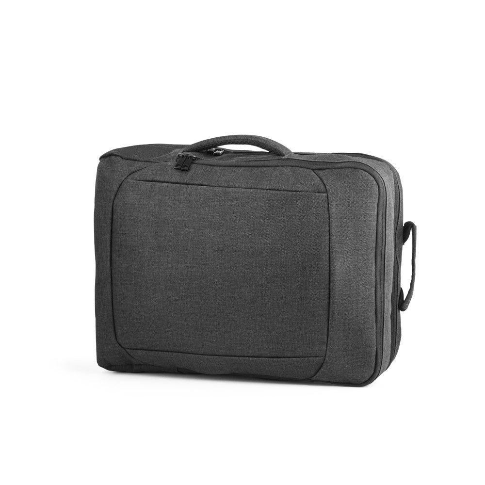 ALEXANDRIA promotional laptop bag in dark grey (detail view) with custom logo branding