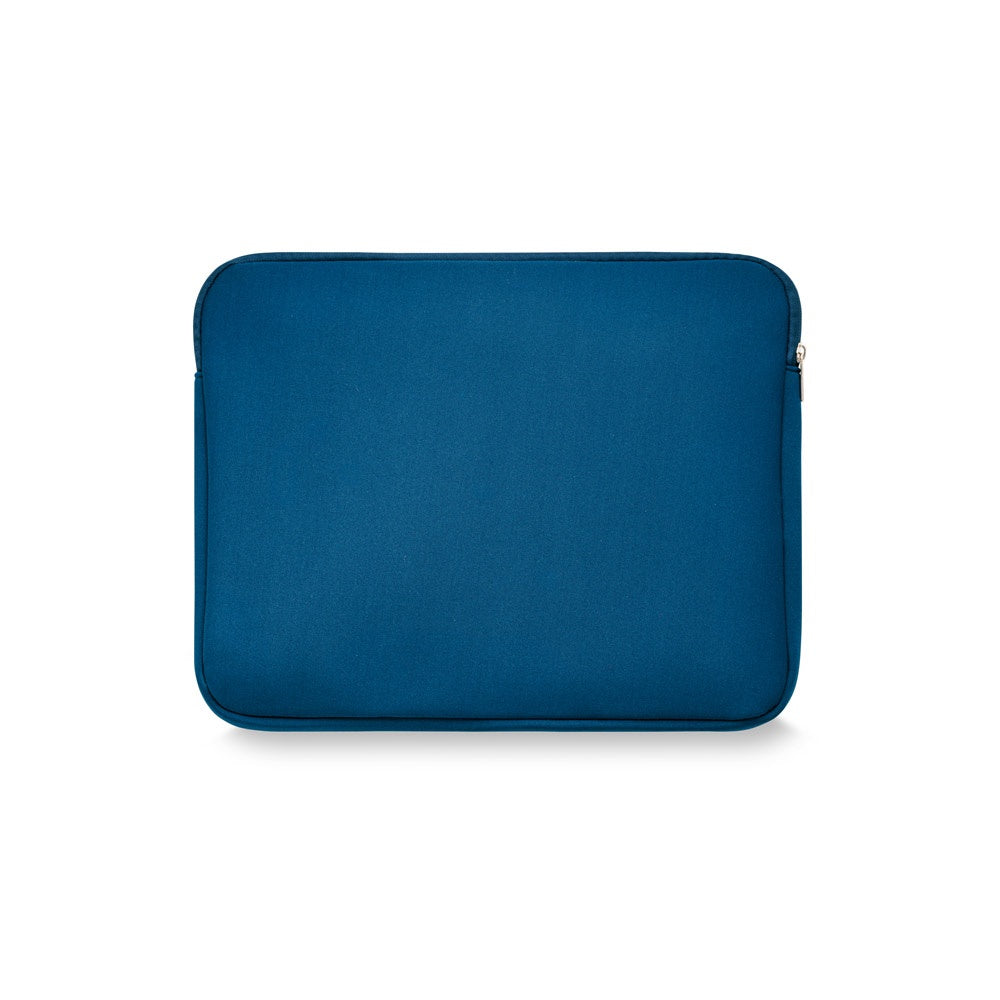 AVERY promotional laptop bag in blue (detail view) with custom logo branding