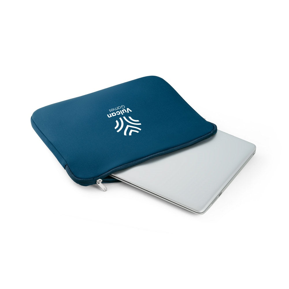 AVERY promotional laptop bag in blue with custom logo branding