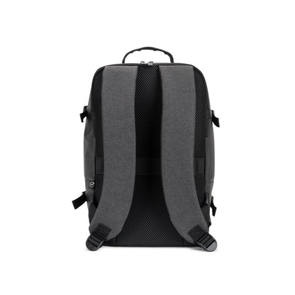 CIES promotional laptop bag in dark grey (detail view) with custom logo branding