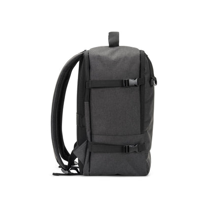 CIES promotional laptop bag in dark grey (detail view) with custom logo branding