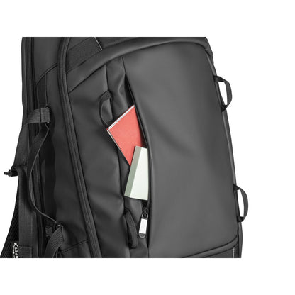 KAMPALA promotional laptop bag in black (detail view) with custom logo branding