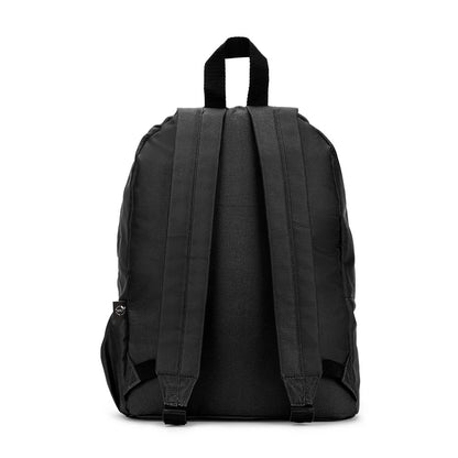 ROSARIO promotional backpack in black (detail view) with custom logo branding