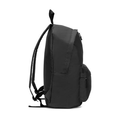 ROSARIO promotional backpack in black (detail view) with custom logo branding