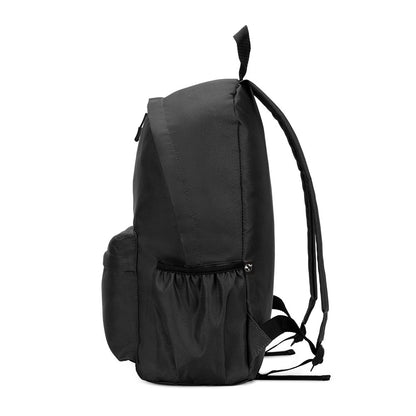 ROSARIO promotional backpack in black (detail view) with custom logo branding