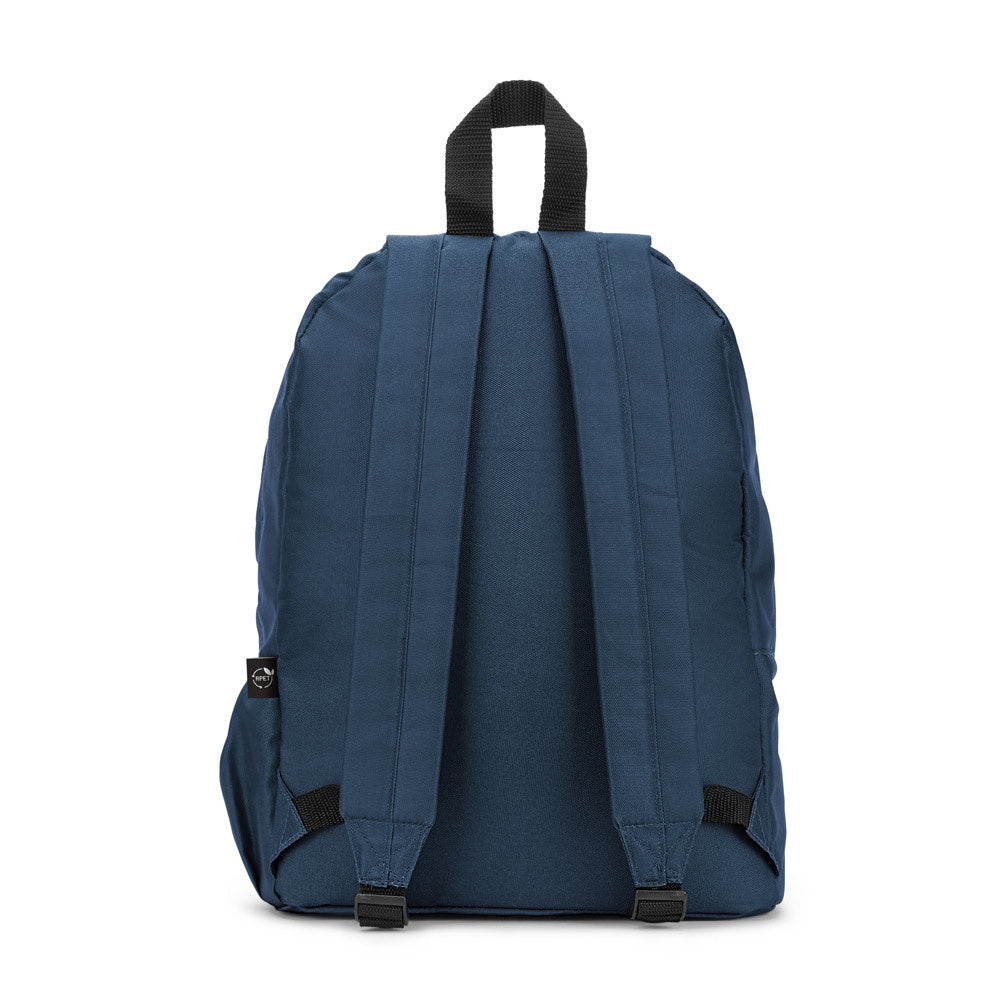 ROSARIO promotional backpack in blue (detail view) with custom logo branding