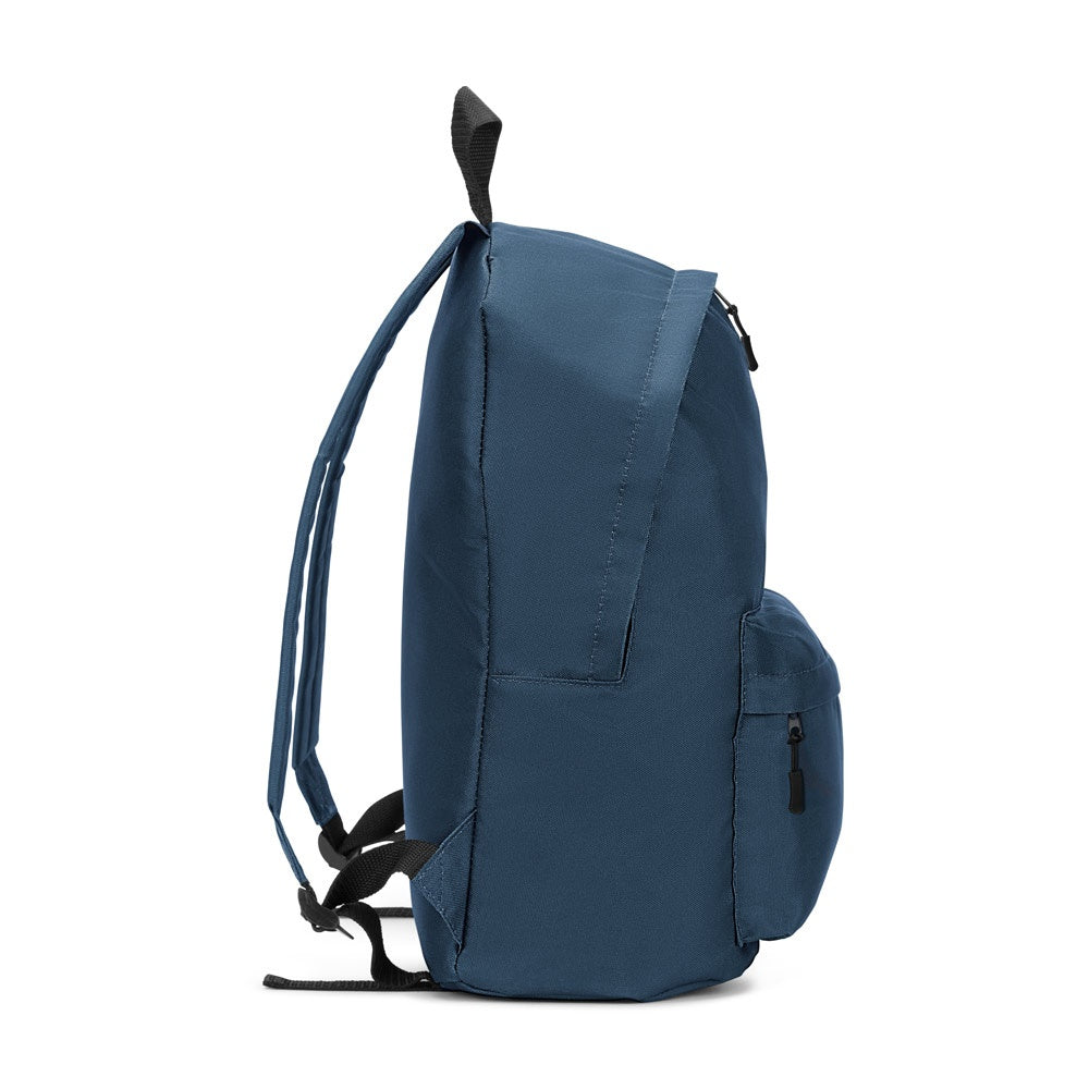 ROSARIO promotional backpack in blue (detail view) with custom logo branding
