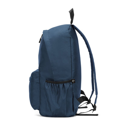 ROSARIO promotional backpack in blue (detail view) with custom logo branding