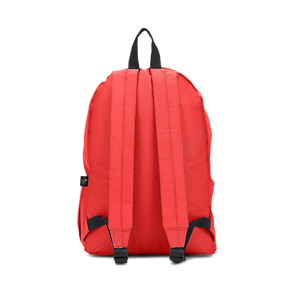 ROSARIO promotional backpack in red (detail view) with custom logo branding