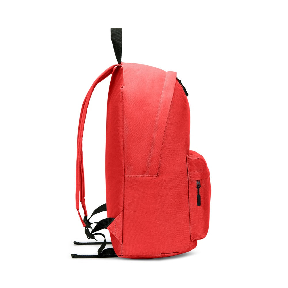 ROSARIO promotional backpack in red (detail view) with custom logo branding