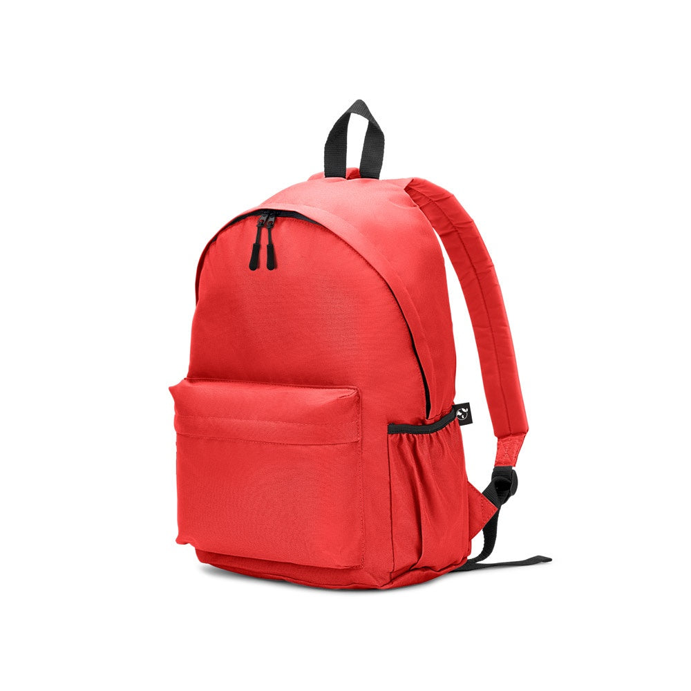 ROSARIO promotional backpack in red with custom logo branding