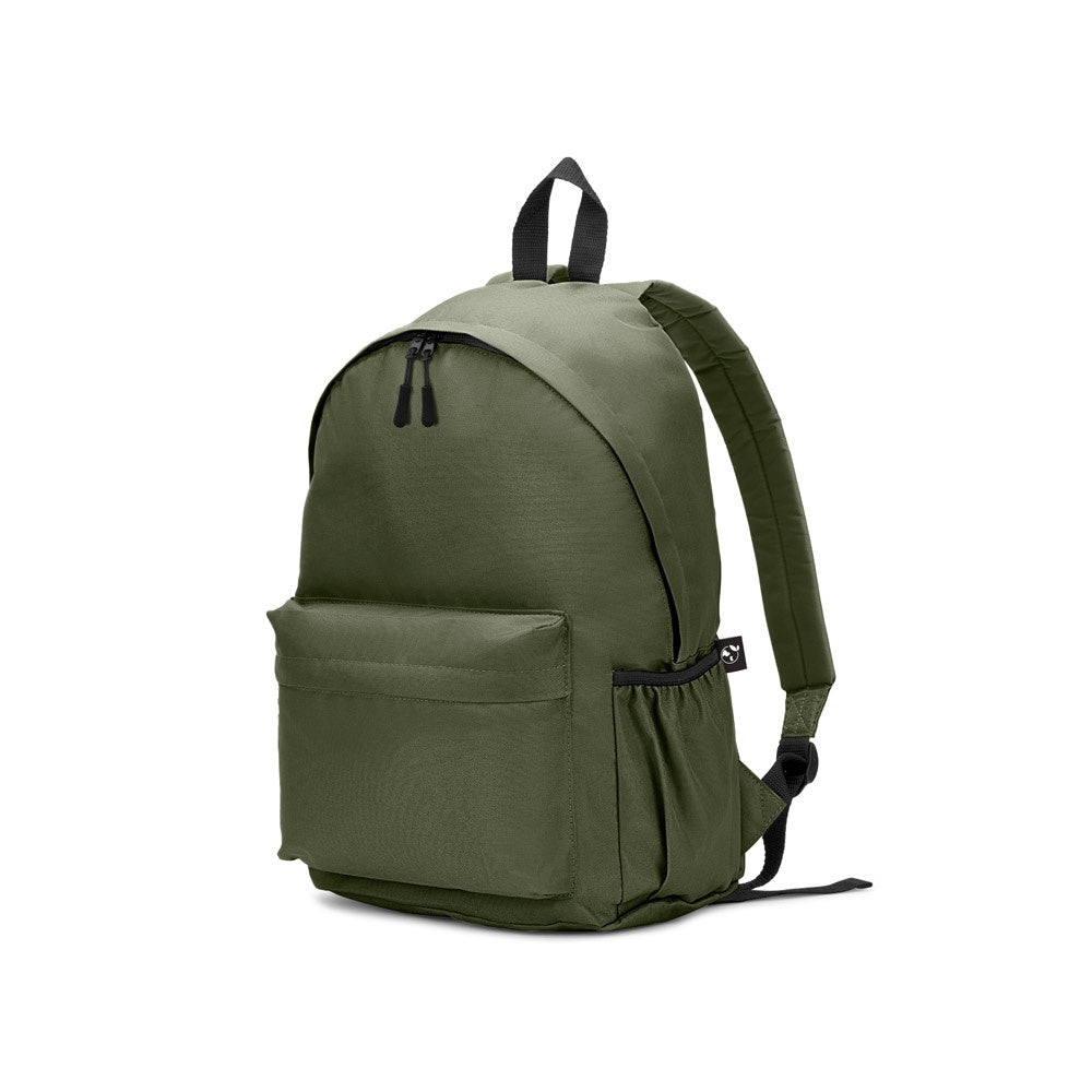 ROSARIO promotional backpack in dark green with custom logo branding