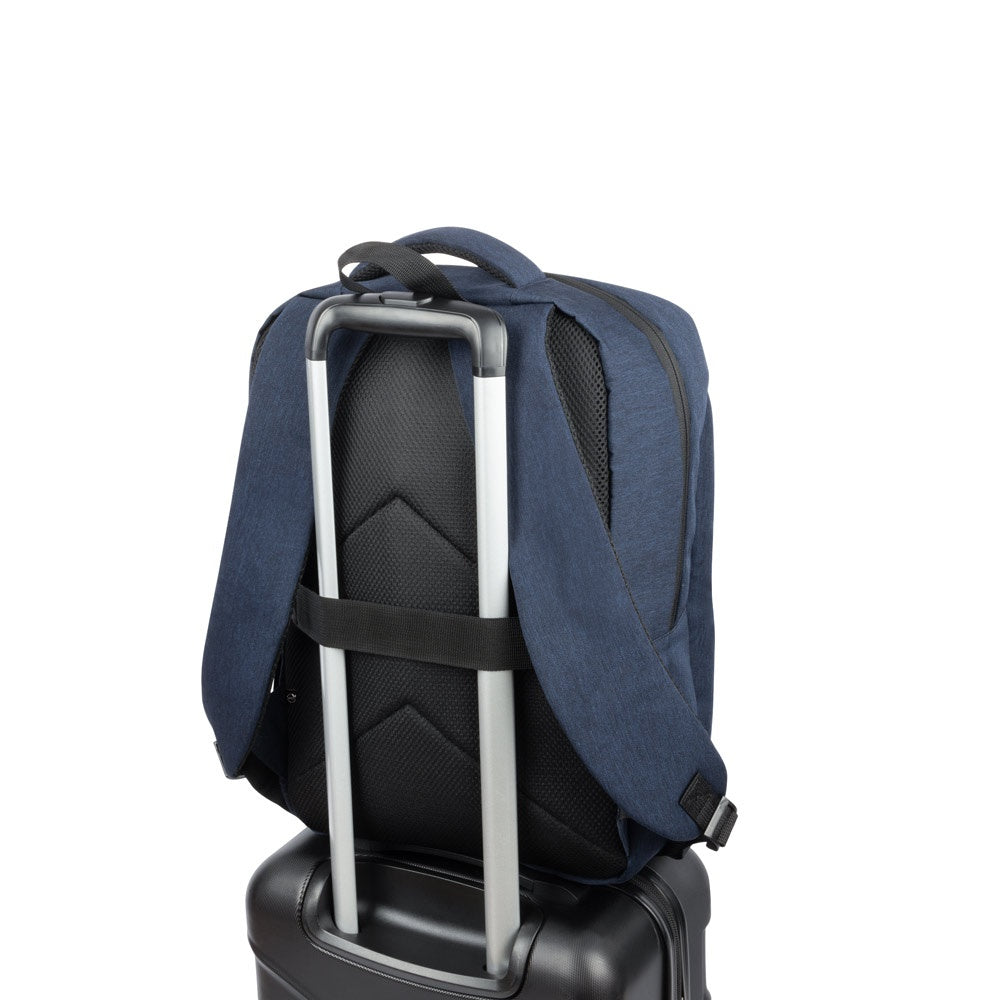 COVENTRY promotional laptop bag in navy blue (detail view) with custom logo branding