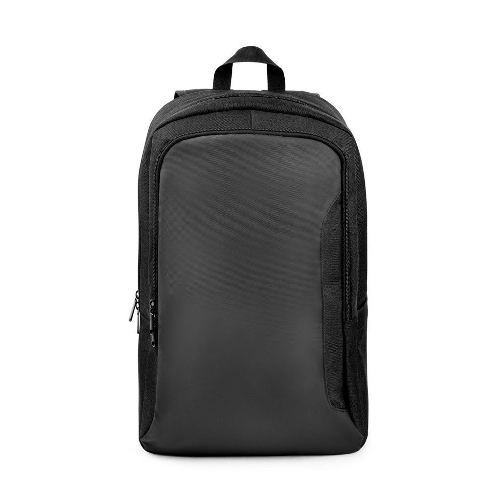 DRAMMEN promotional laptop bag in black (detail view) with custom logo branding