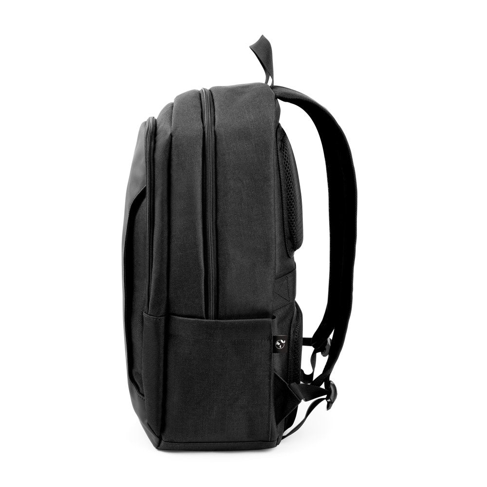 DRAMMEN promotional laptop bag in black (detail view) with custom logo branding