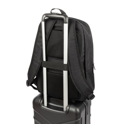 DRAMMEN promotional laptop bag in black (detail view) with custom logo branding