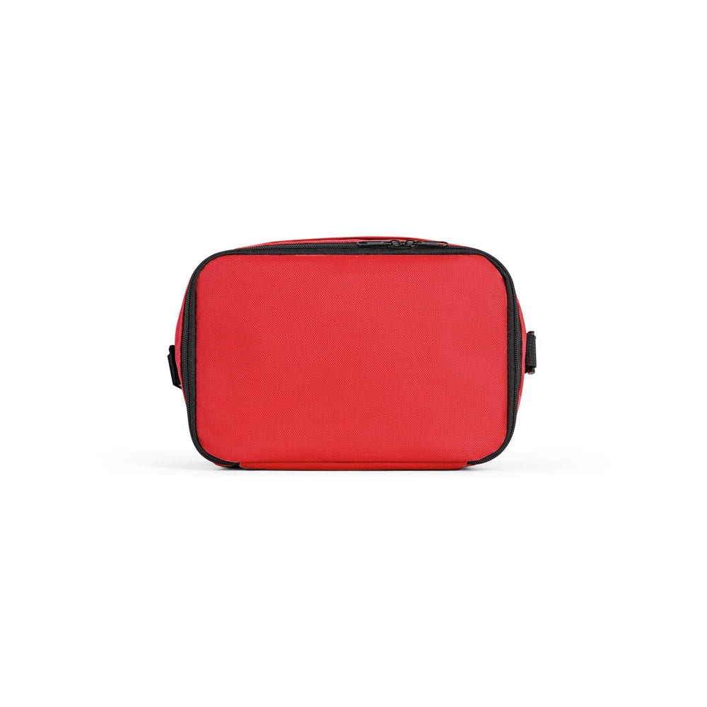 CANCUN promotional cooler bag in red (detail view) with custom logo branding