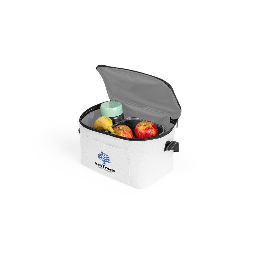 CANCUN promotional cooler bag in white with custom logo branding