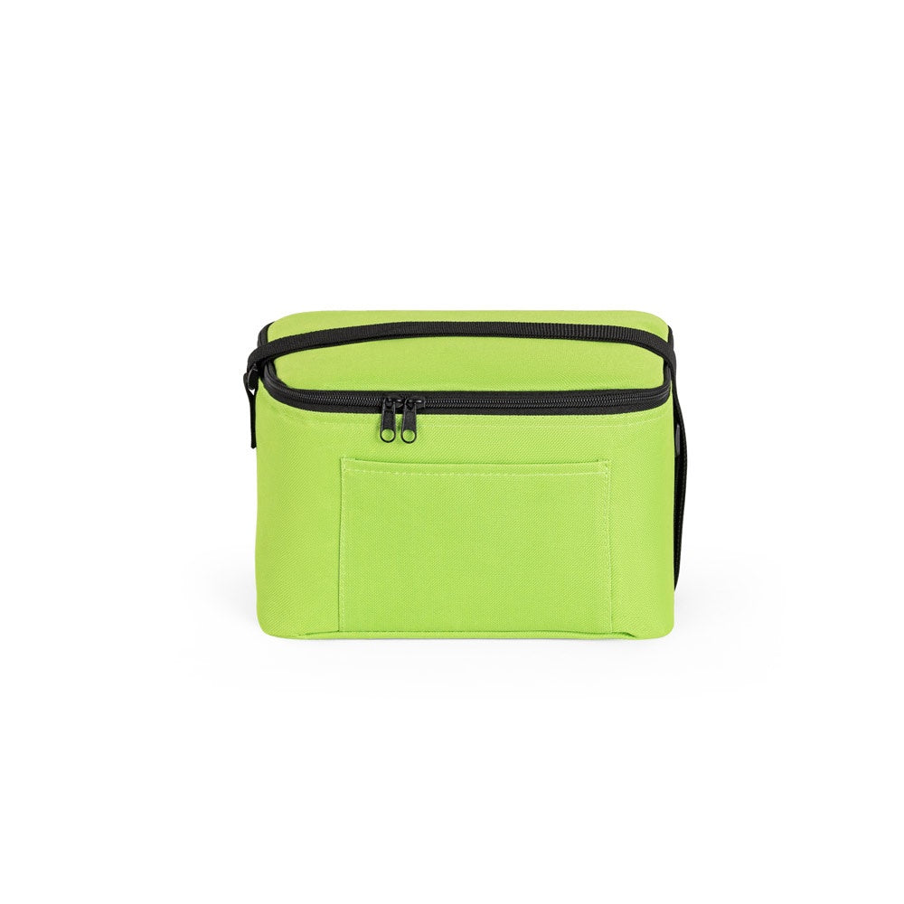 CANCUN promotional cooler bag in light green (detail view) with custom logo branding