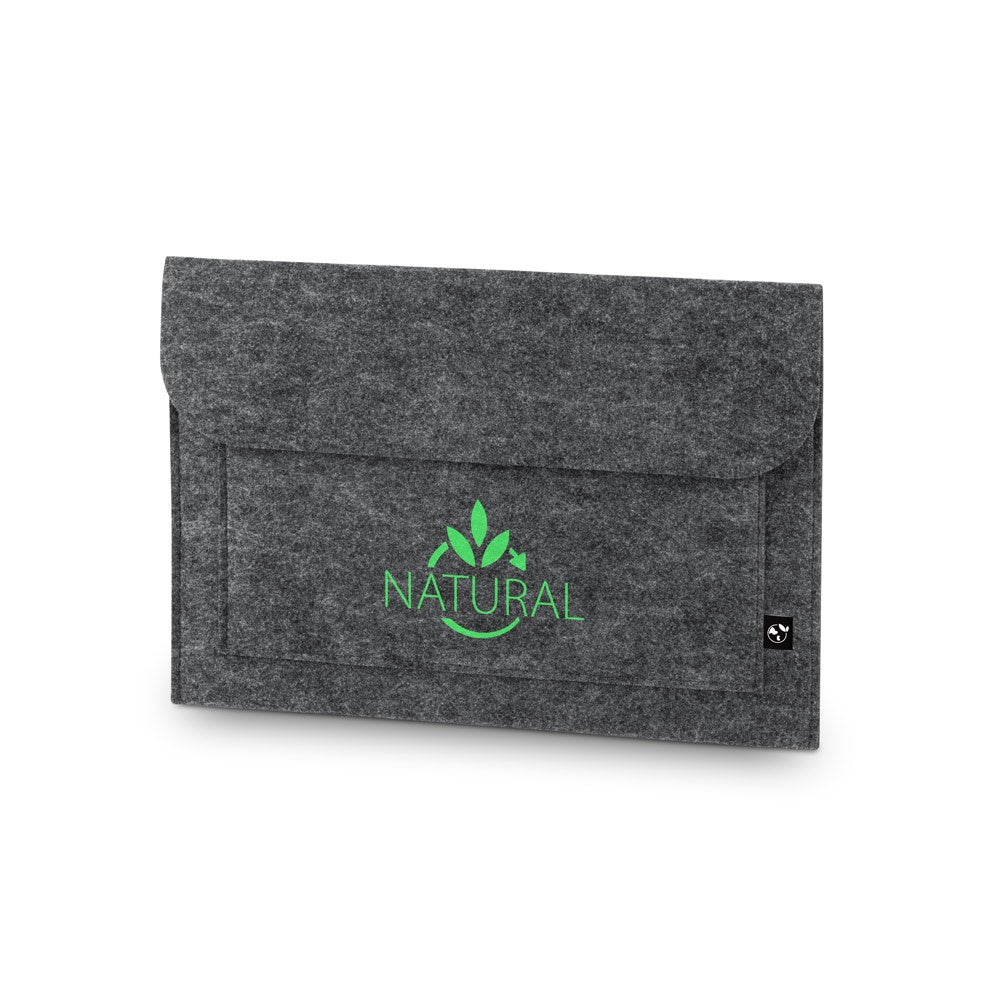 FELPY SLEEVE promotional laptop bag in dark grey with custom logo branding