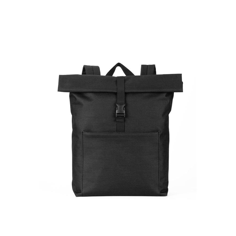 ATENAS promotional laptop bag in black (detail view) with custom logo branding