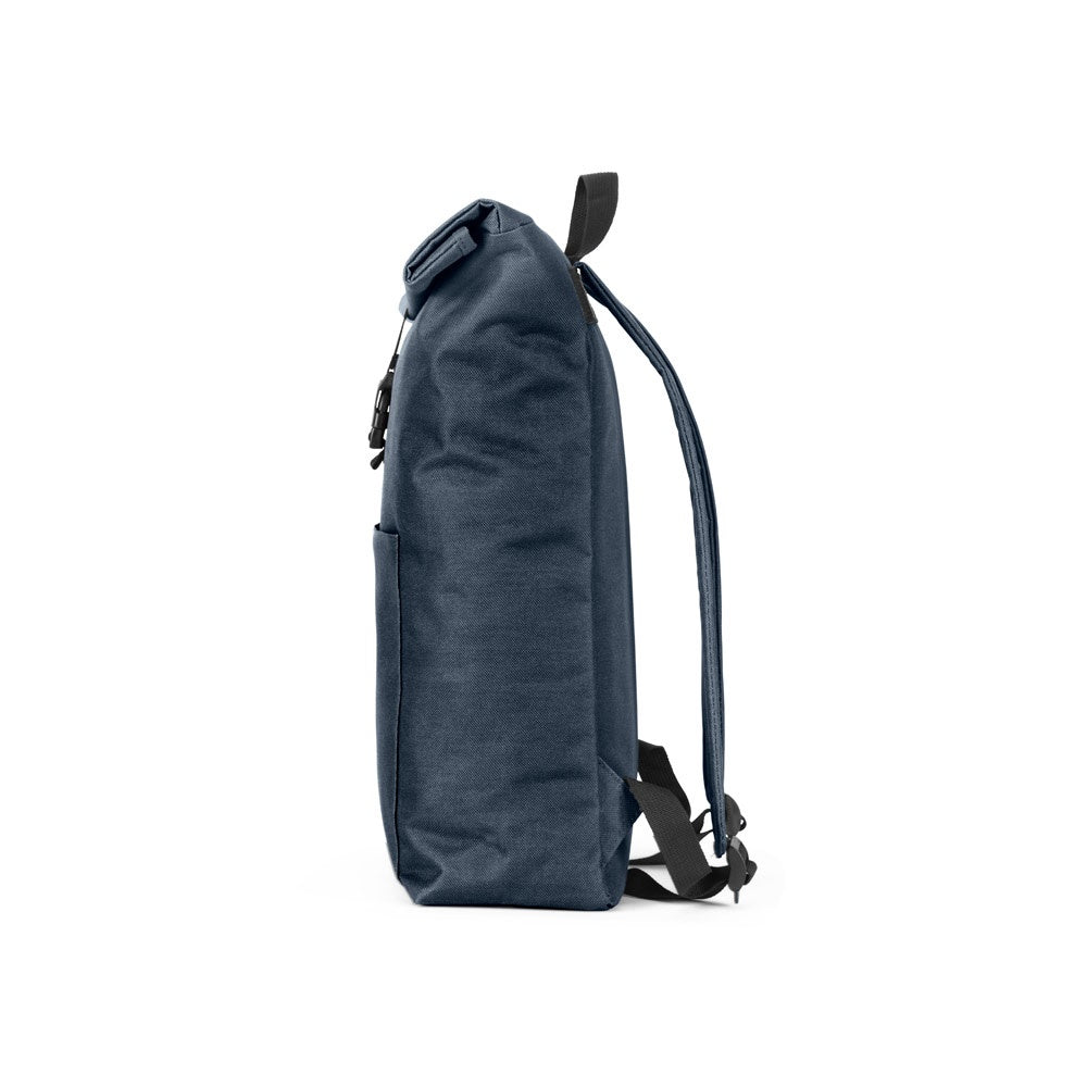 ATENAS promotional laptop bag in blue (detail view) with custom logo branding